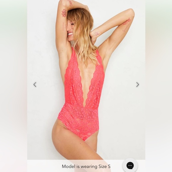 We Are HAH! | Comin' in HAHt! Deep-V ♻️ Lace Bodysuit in HAHt Lava, sz: sm. EUC - Picture 4 of 10